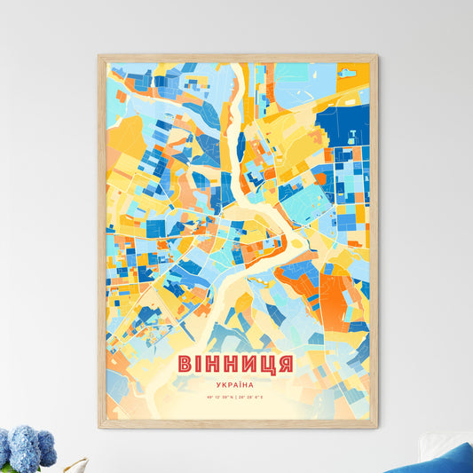 Colorful VINNYTSIA UKRAINE Fine Art Map Blue Orange