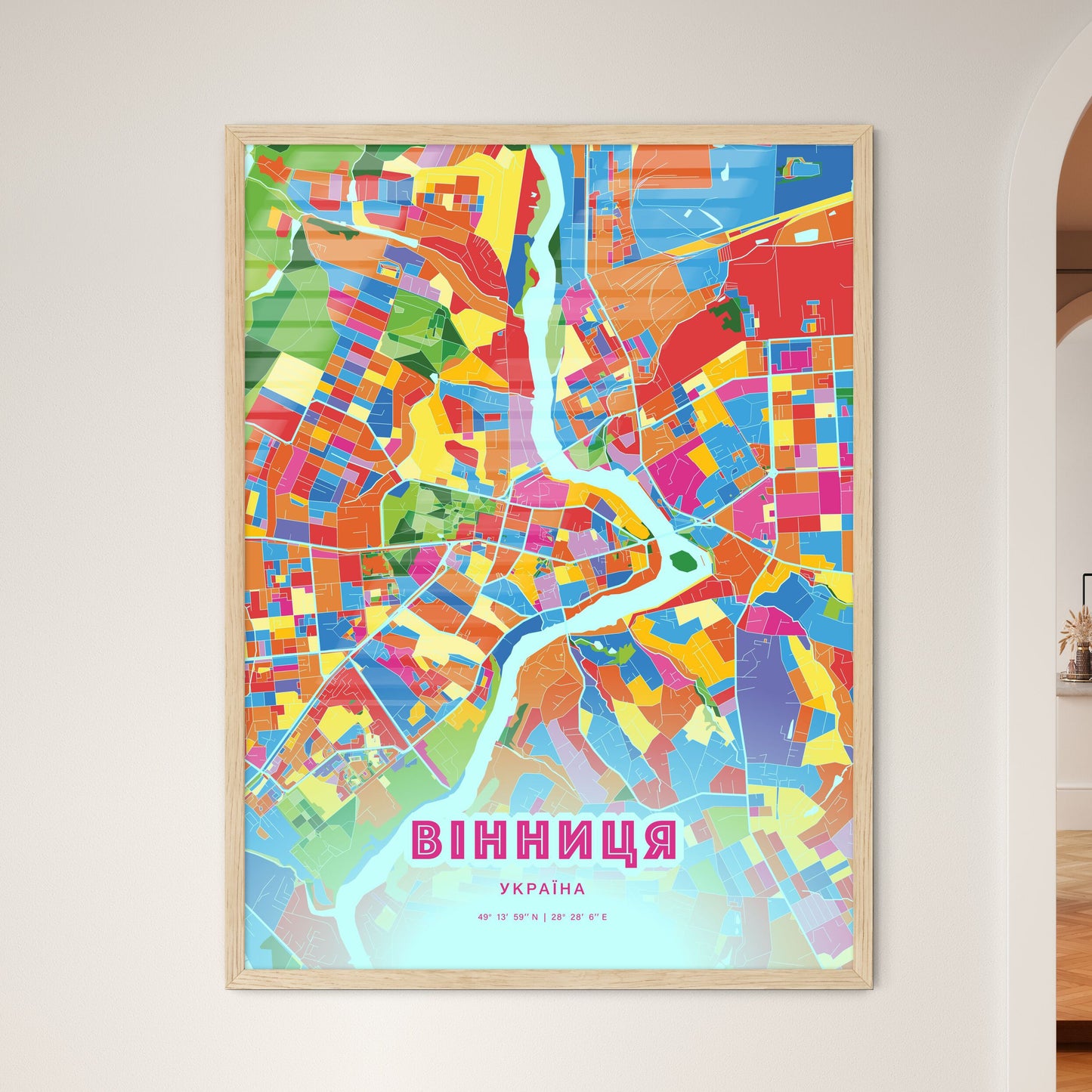 Colorful VINNYTSIA UKRAINE Fine Art Map Crazy Colors