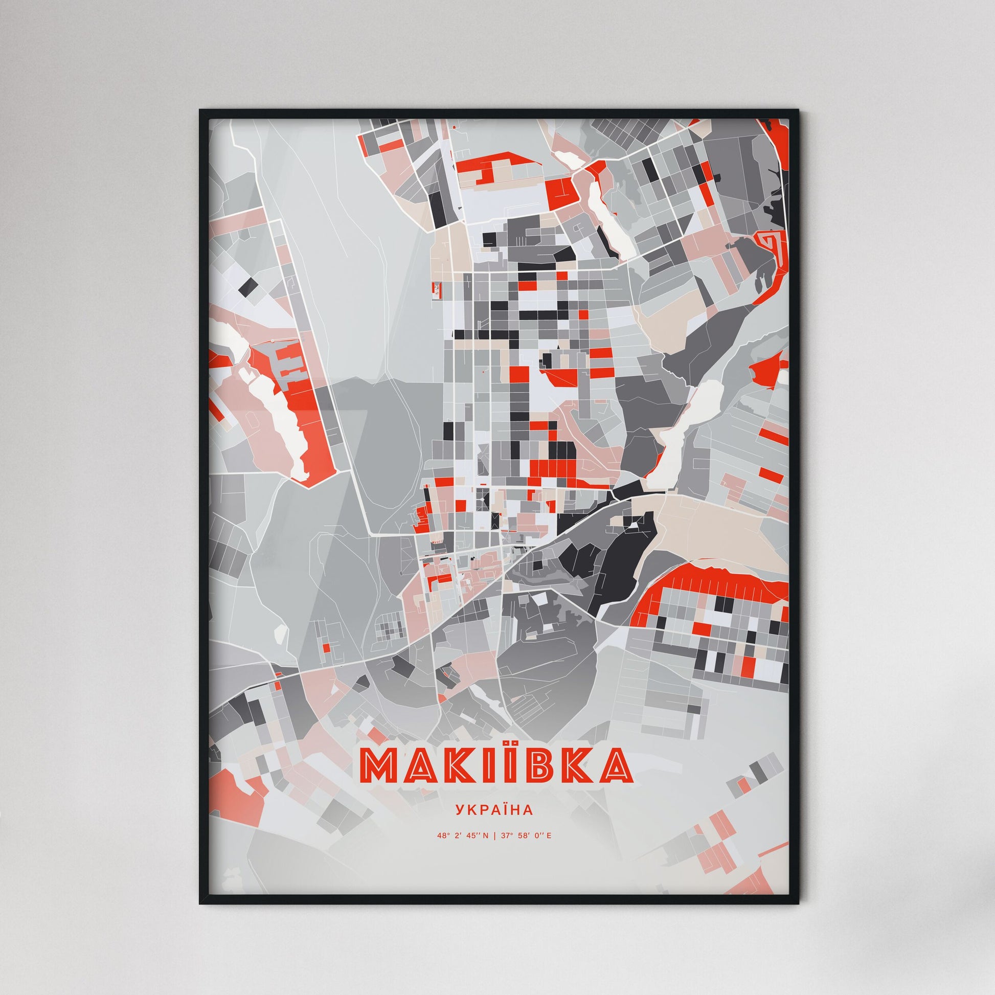 Colorful MAKIIVKA UKRAINE Fine Art Map Modern