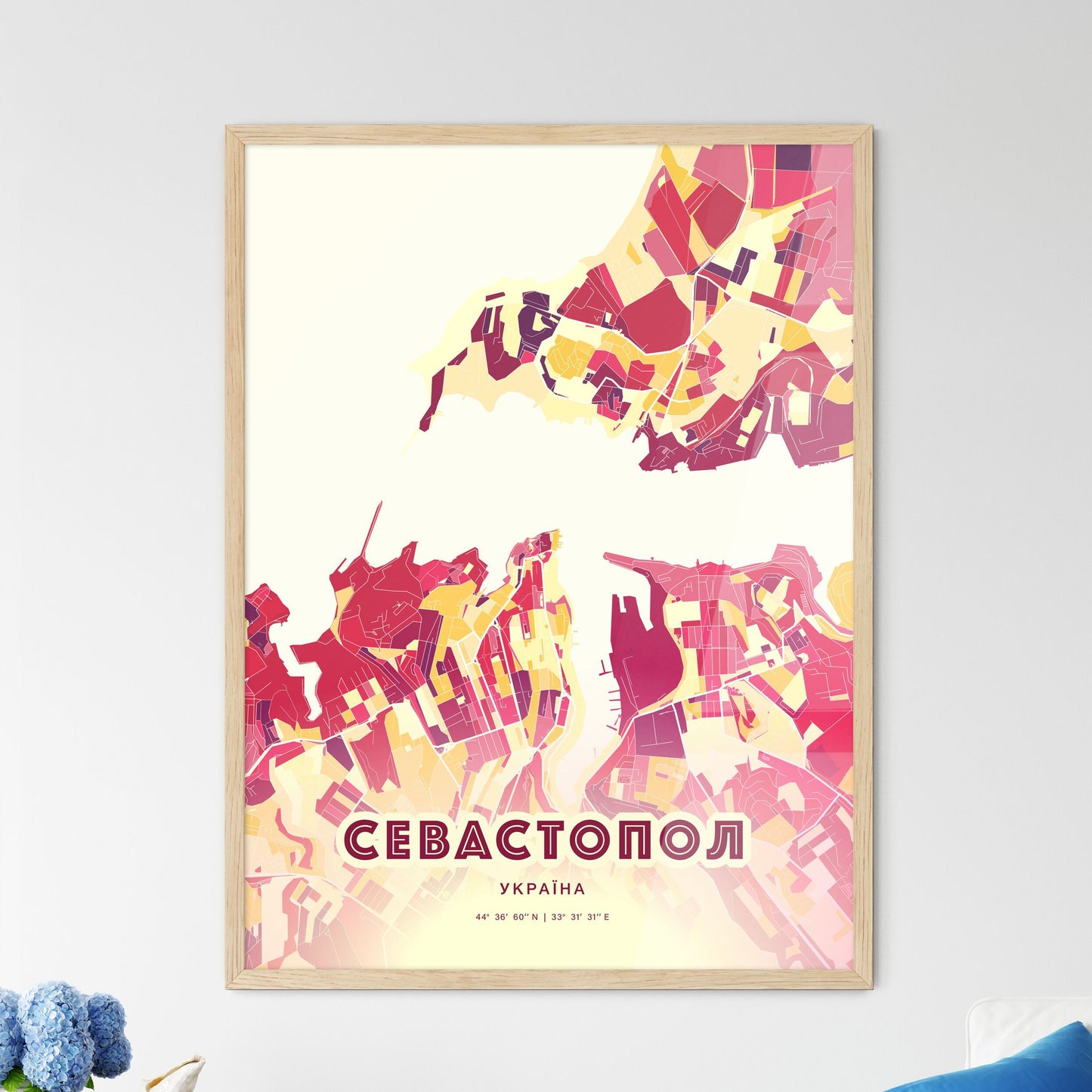 Colorful SEVASTOPOL UKRAINE Fine Art Map Hot Red