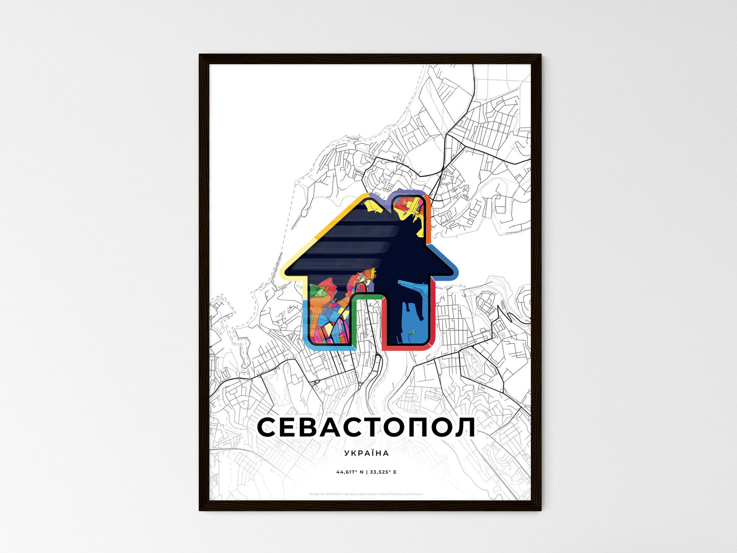 Sevastopol Ukraine wedding art map with home icon