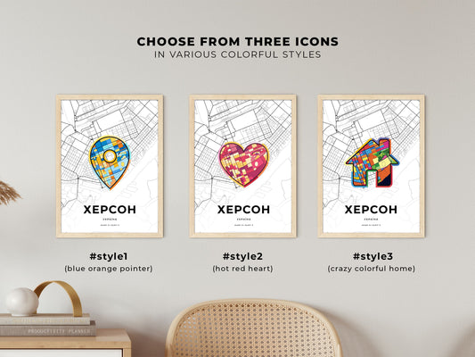 Kherson Ukraine maps with colorful icons