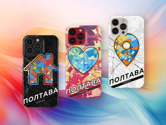 Poltava Ukraine slim phone case with colorful icon. Birthday, wedding or housewarming gift. Couple match cases.
