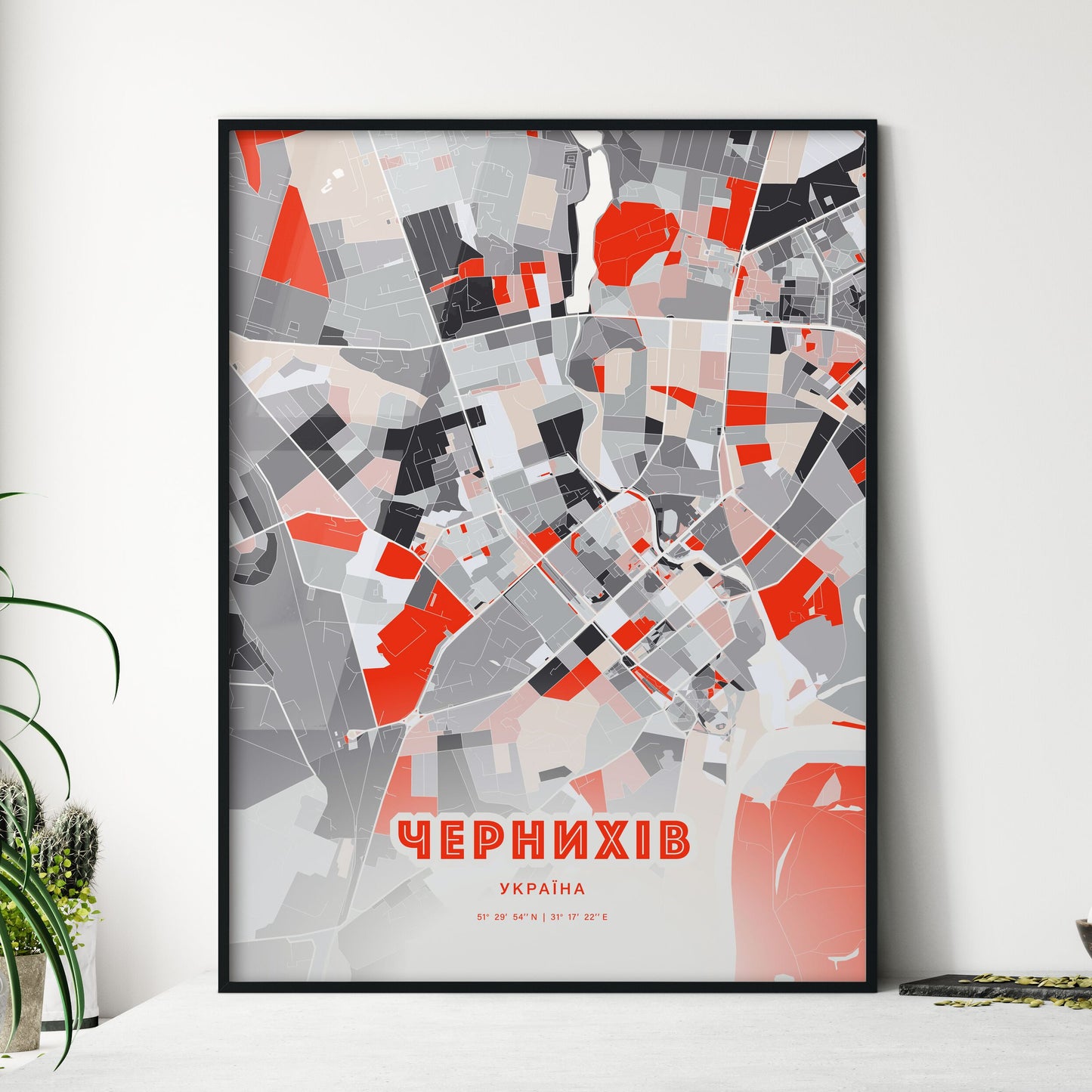 Colorful CHERNIHIV UKRAINE Fine Art Map Modern