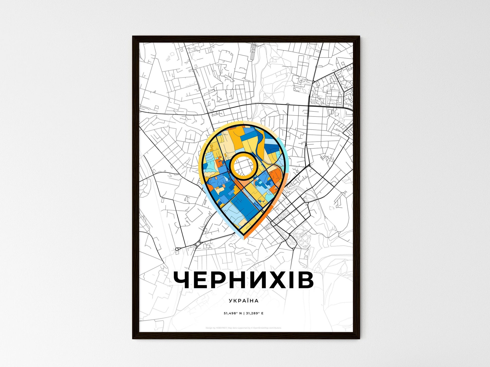 Chernihiv Ukraine wedding art map with pointer icon