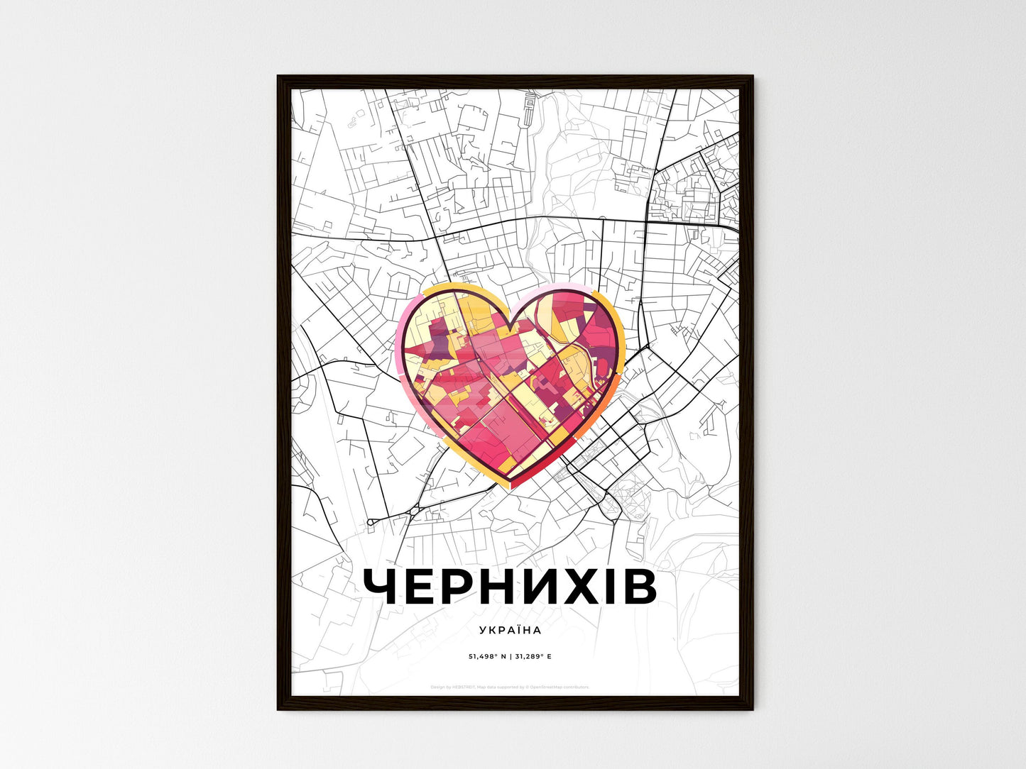 Chernihiv Ukraine wedding art map with heart icon
