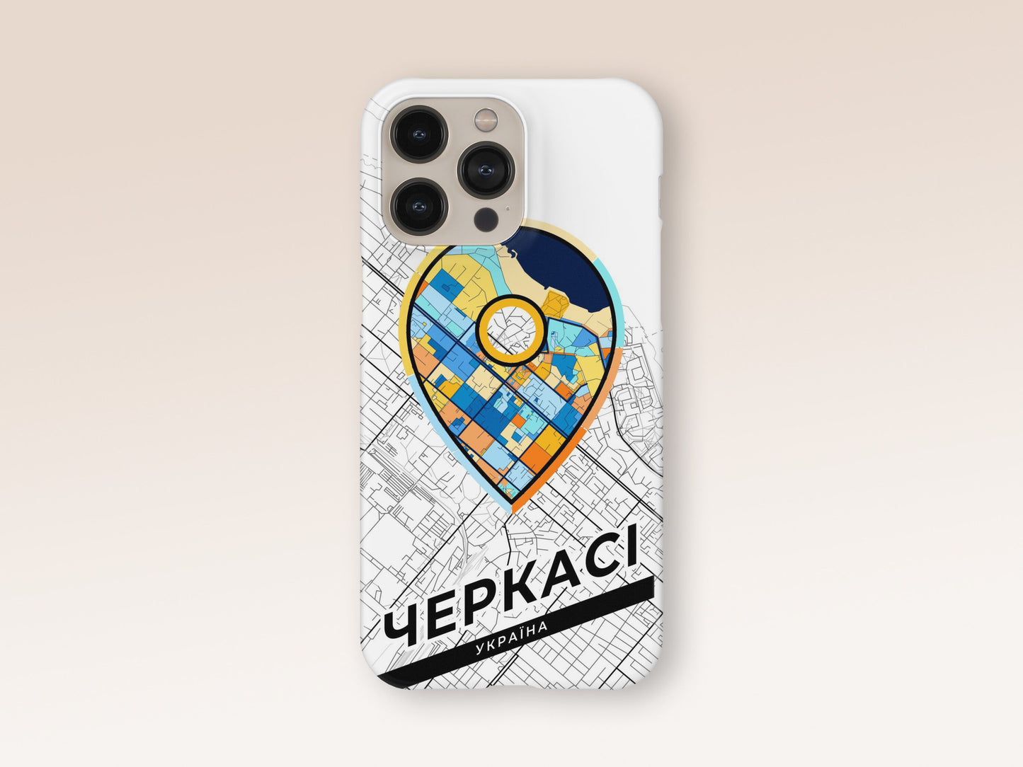 Cherkasy Ukraine slim phone case with colorful icon. Birthday, wedding or housewarming gift. Couple match cases. 1