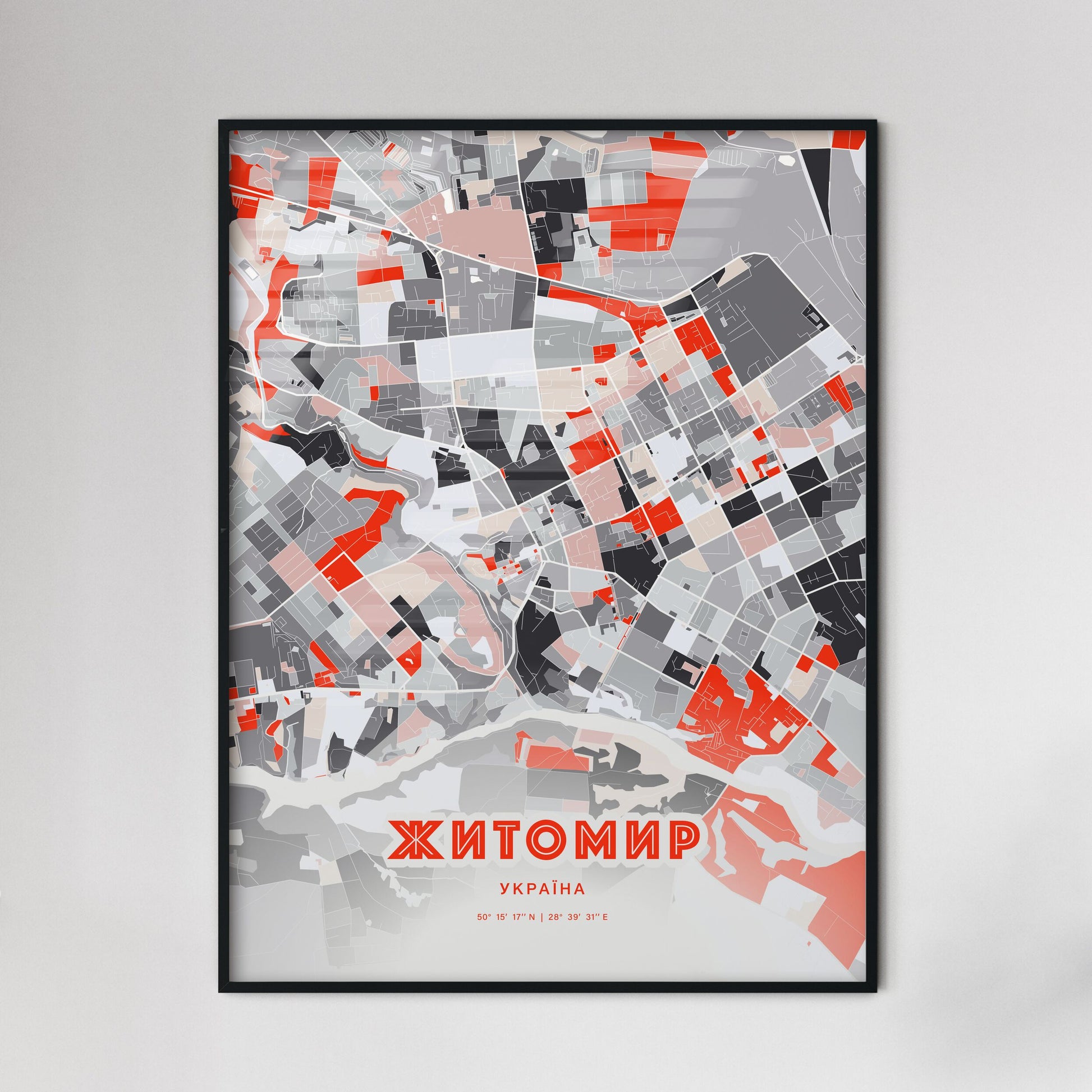 Colorful ZHYTOMYR UKRAINE Fine Art Map Modern