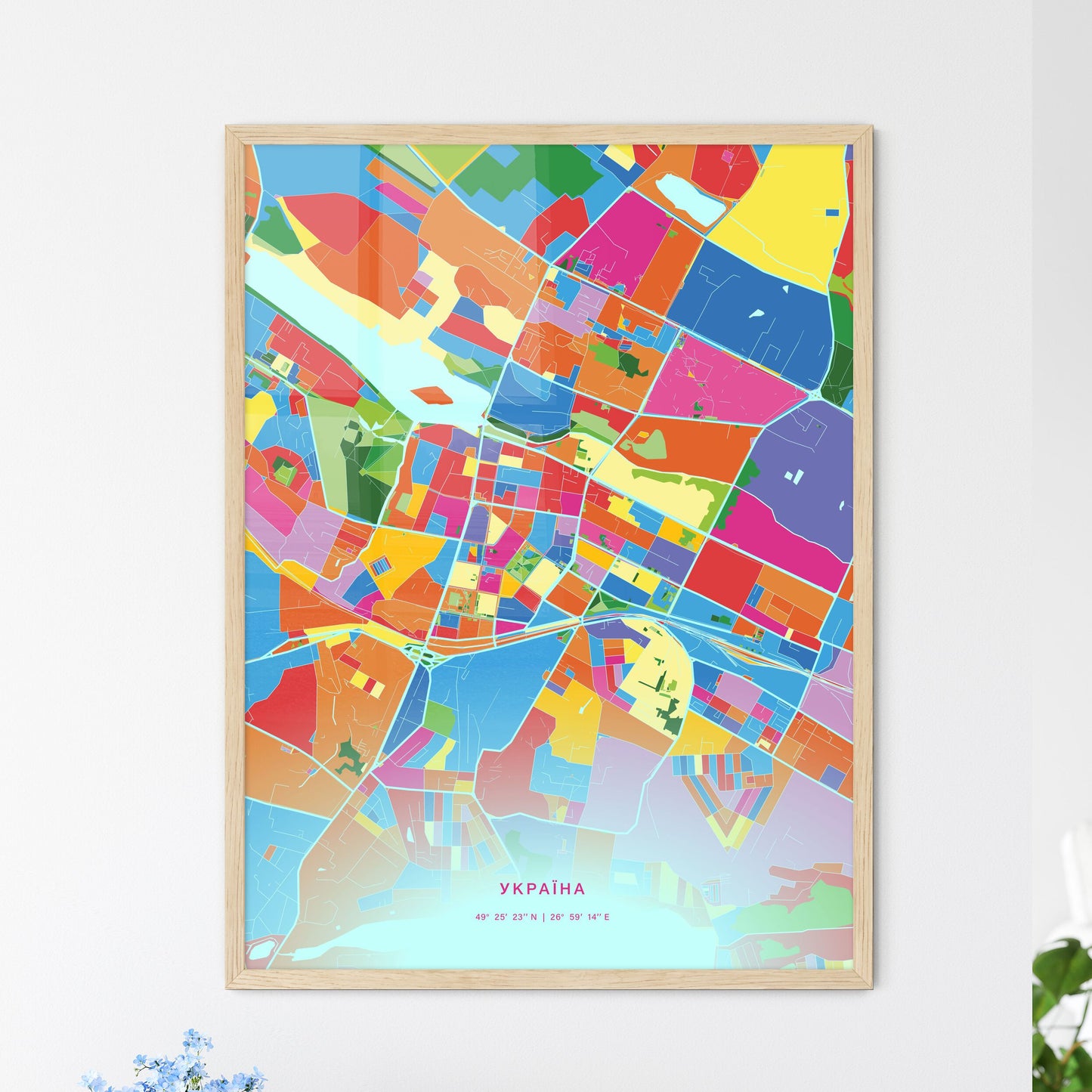 Colorful KHMELNYTSKYI UKRAINE Fine Art Map Crazy Colors