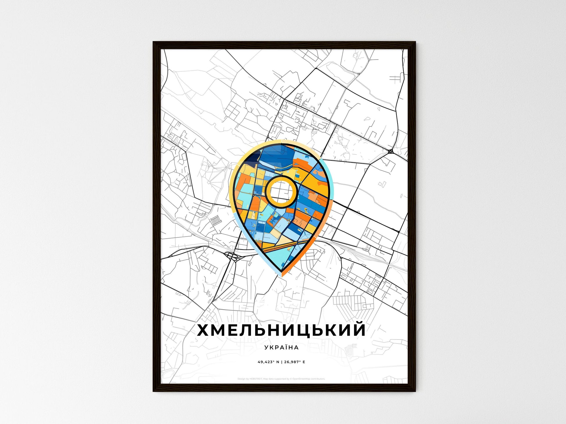 Khmelnytskyi Ukraine wedding art map with pointer icon