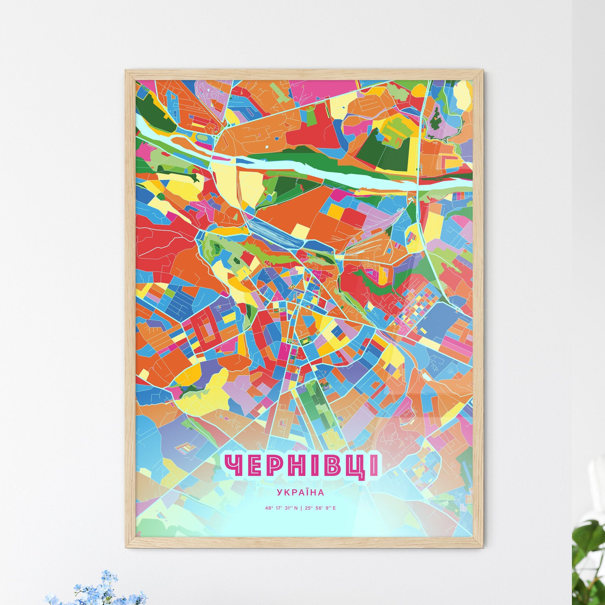 Colorful CHERNIVTSI UKRAINE Fine Art Map Crazy Colors