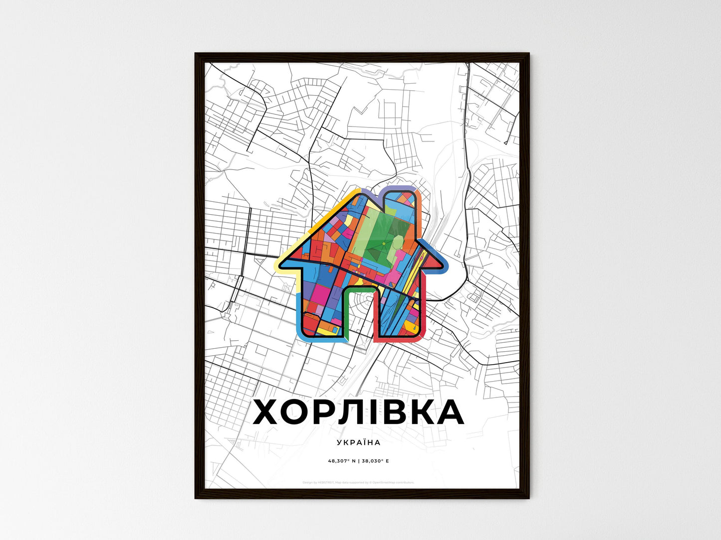 Horlivka Ukraine wedding art map with home icon
