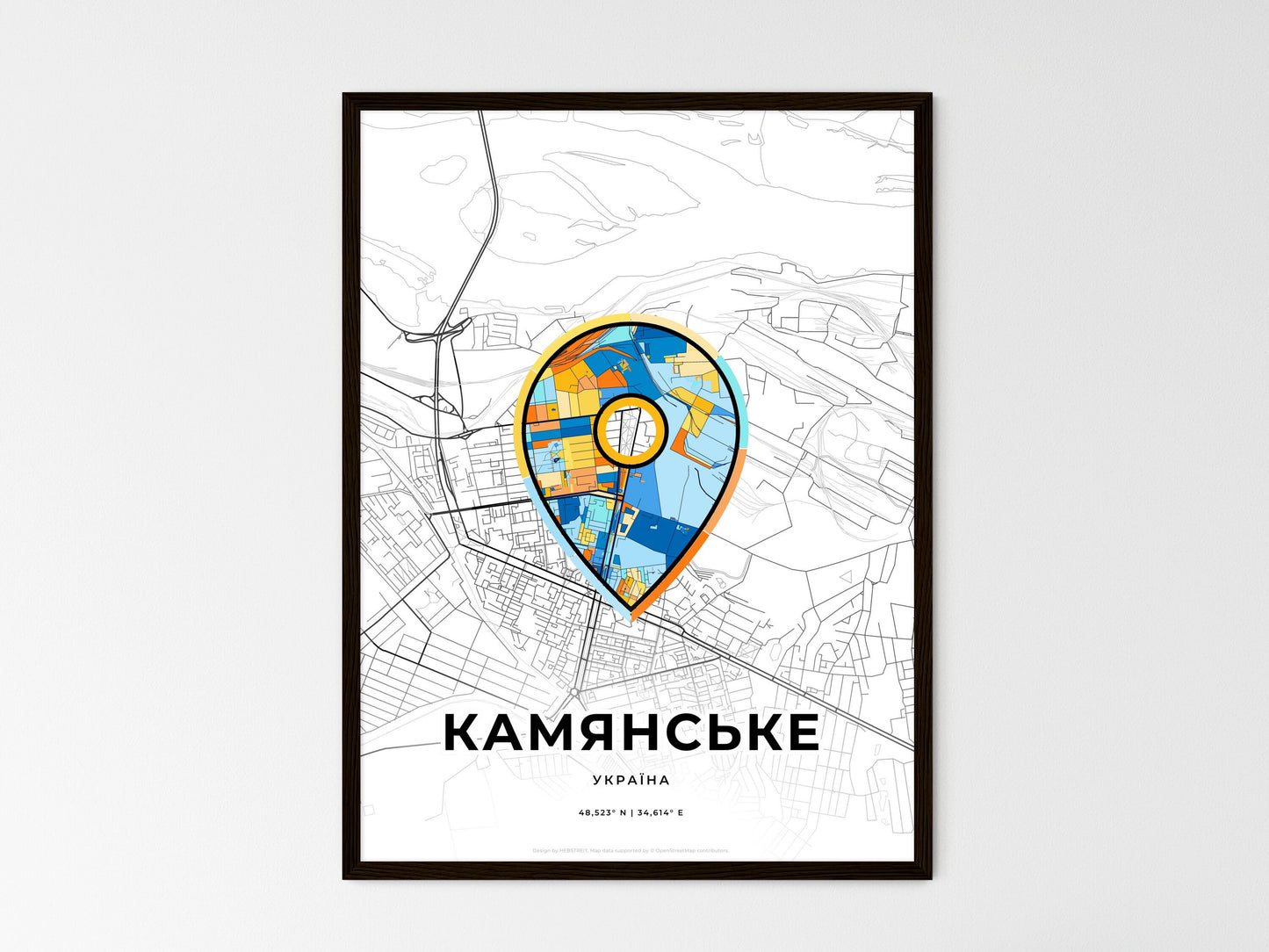 Kamianske Ukraine wedding art map with pointer icon