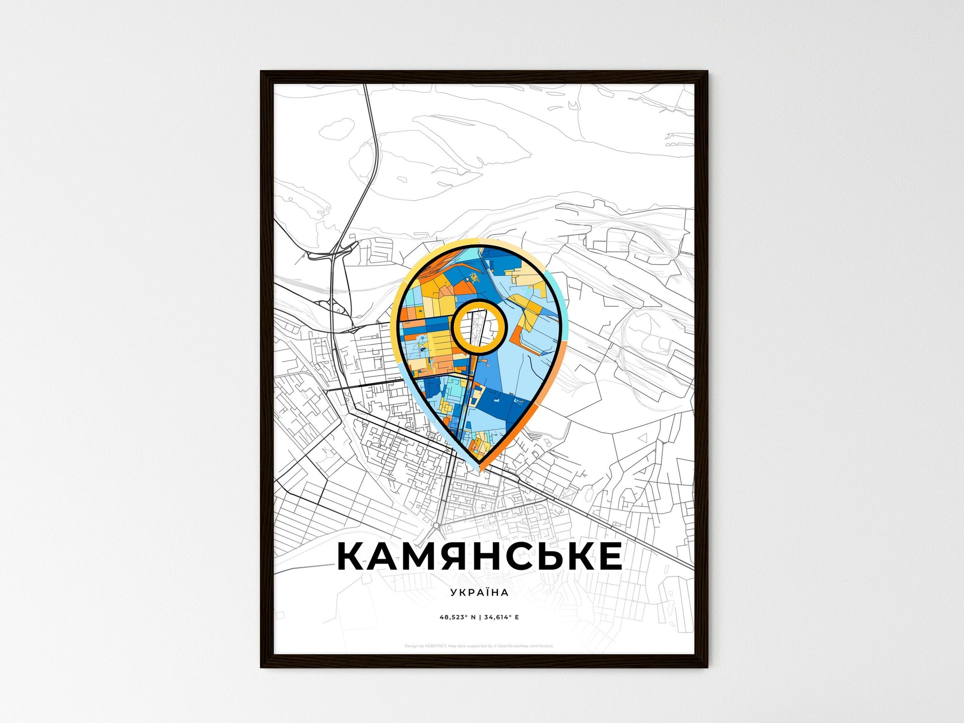 Kamianske Ukraine wedding art map with pointer icon