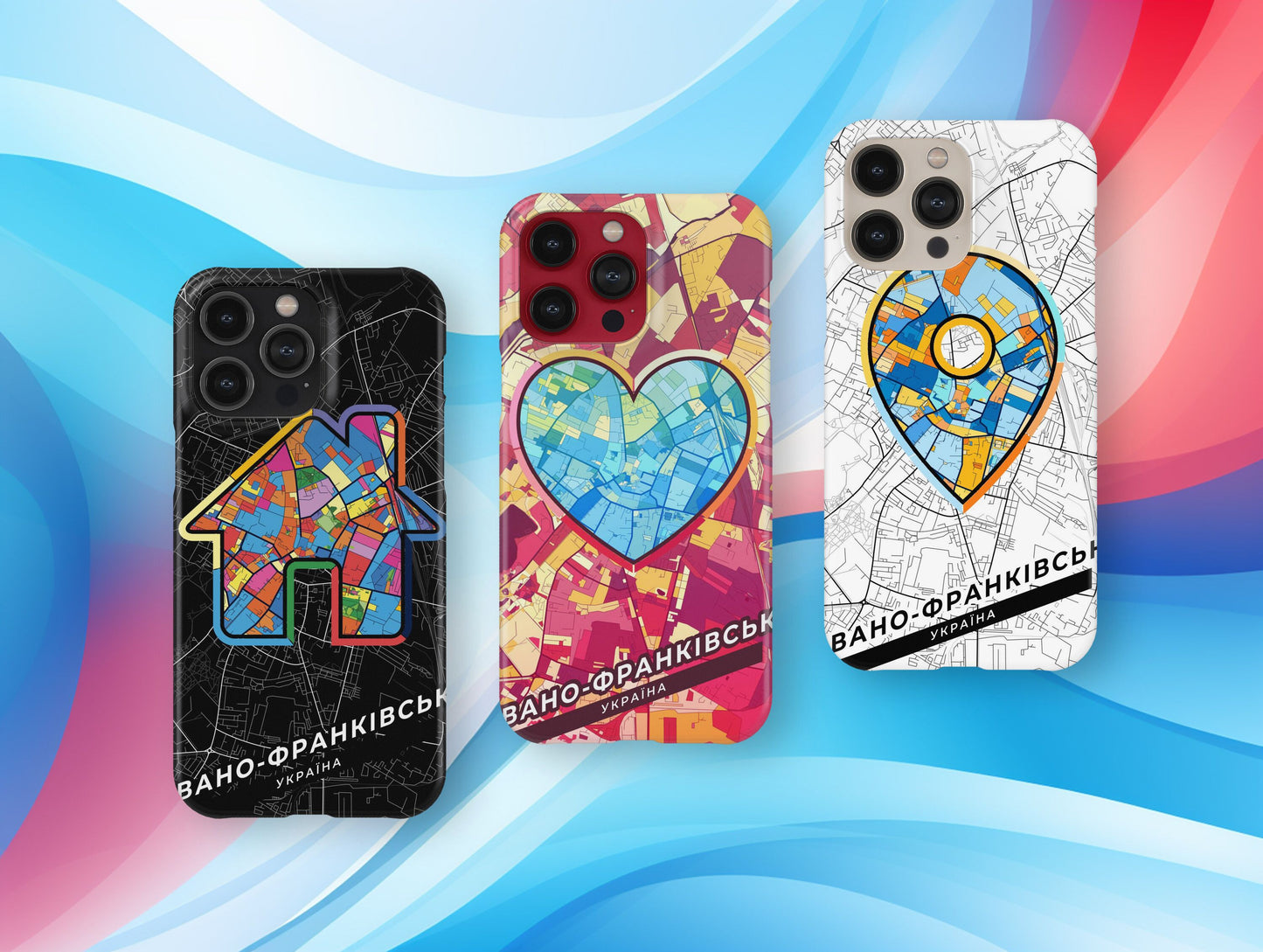 Ivano-Frankivsk Ukraine slim phone case with colorful icon. Birthday, wedding or housewarming gift. Couple match cases.