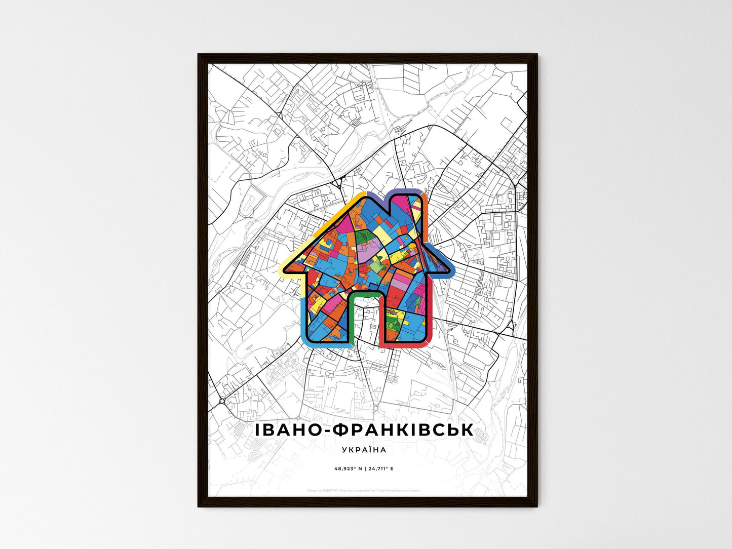 Ivano-Frankivsk Ukraine wedding art map with home icon