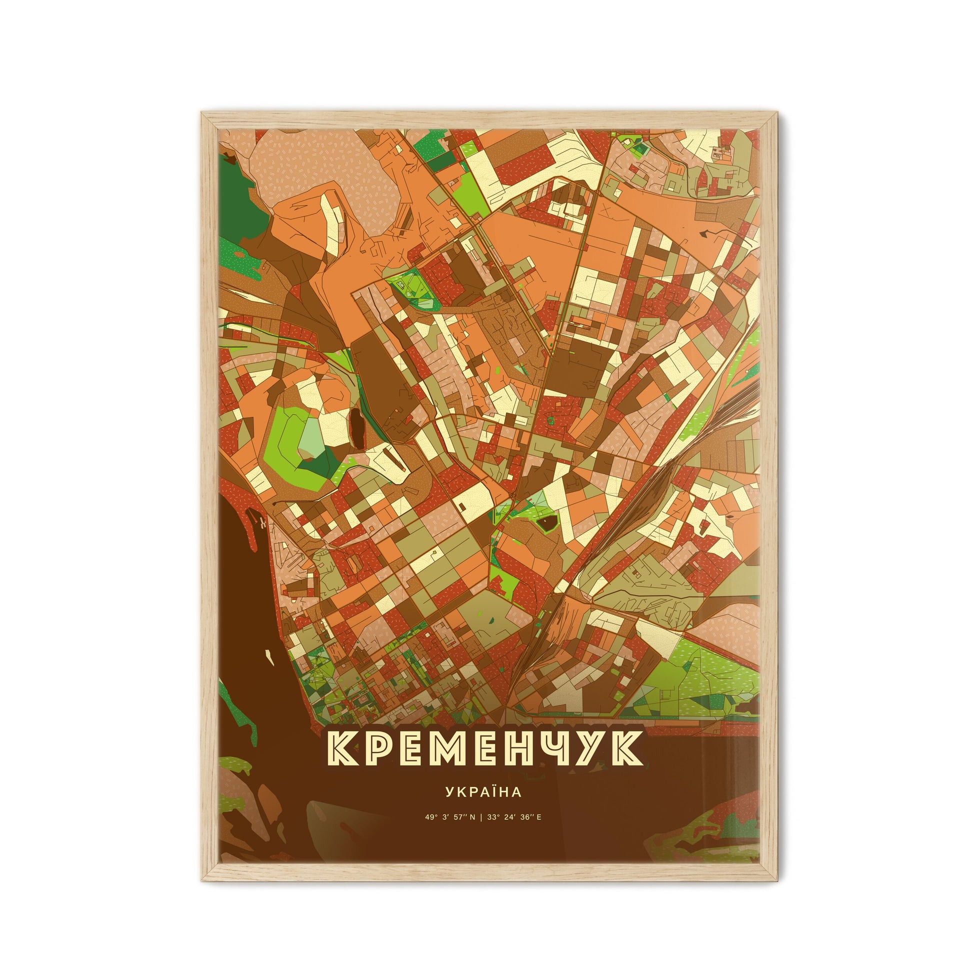 Colorful KREMENCHUK UKRAINE Fine Art Map Farmhouse