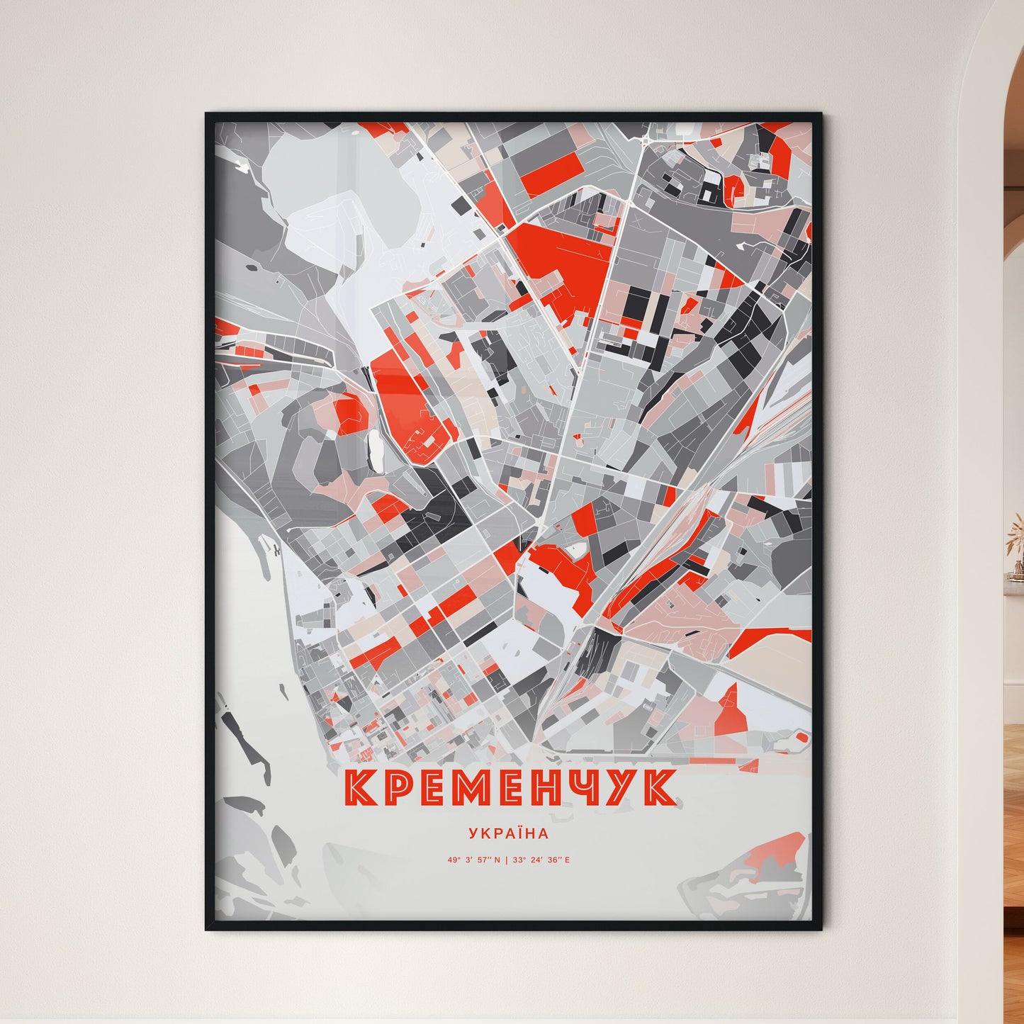 Colorful KREMENCHUK UKRAINE Fine Art Map Modern