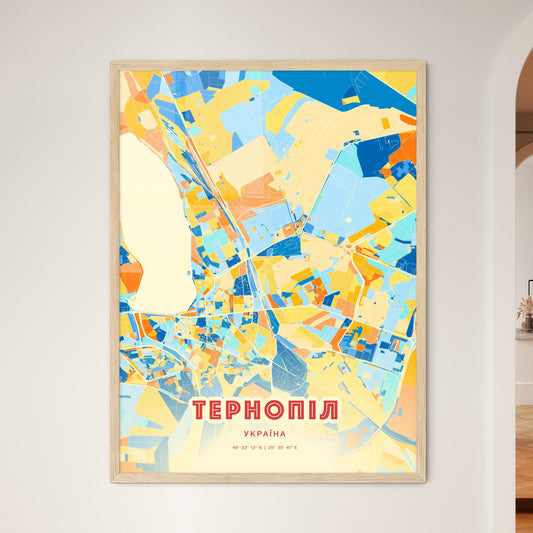 Colorful TERNOPIL UKRAINE Fine Art Map Blue Orange