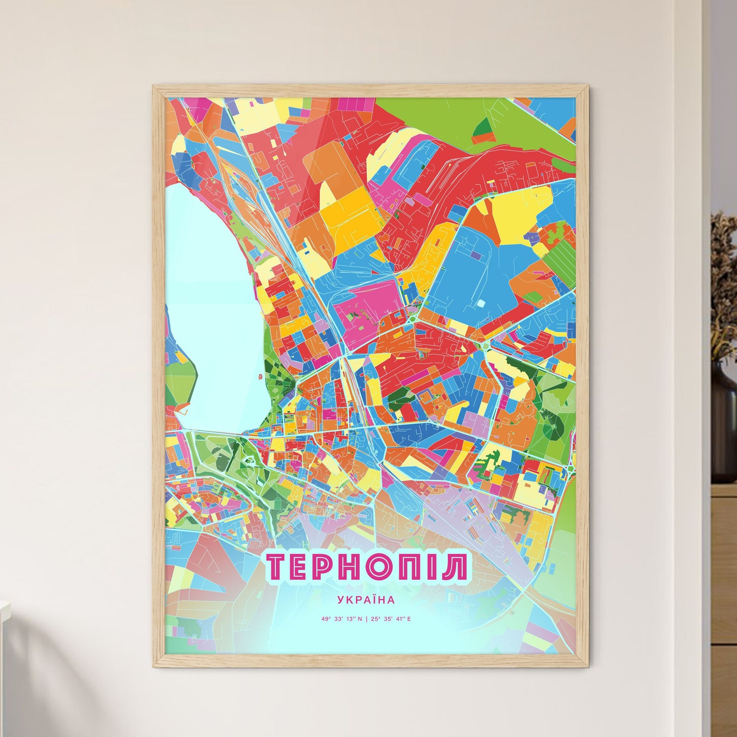 Colorful TERNOPIL UKRAINE Fine Art Map Crazy Colors