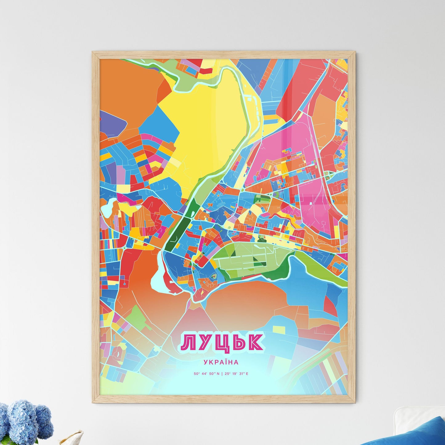 Colorful LUTSK UKRAINE Fine Art Map Crazy Colors