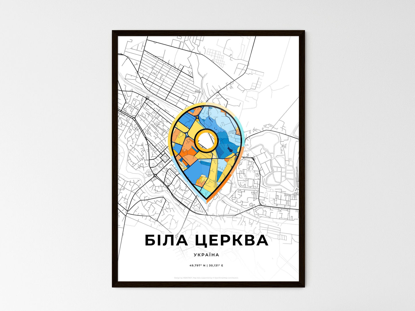Bila Tserkva Ukraine wedding art map with pointer icon