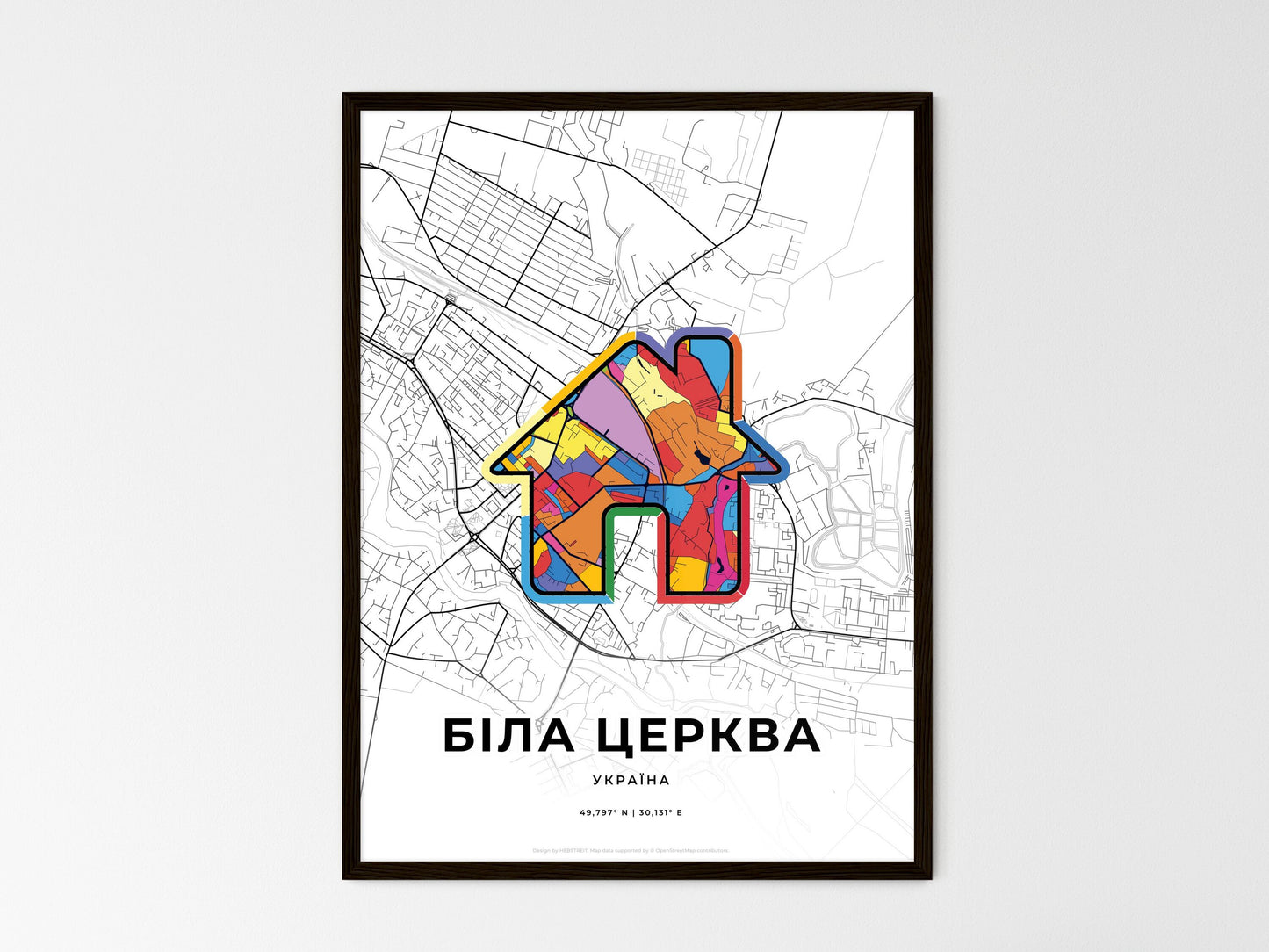 Bila Tserkva Ukraine wedding art map with home icon