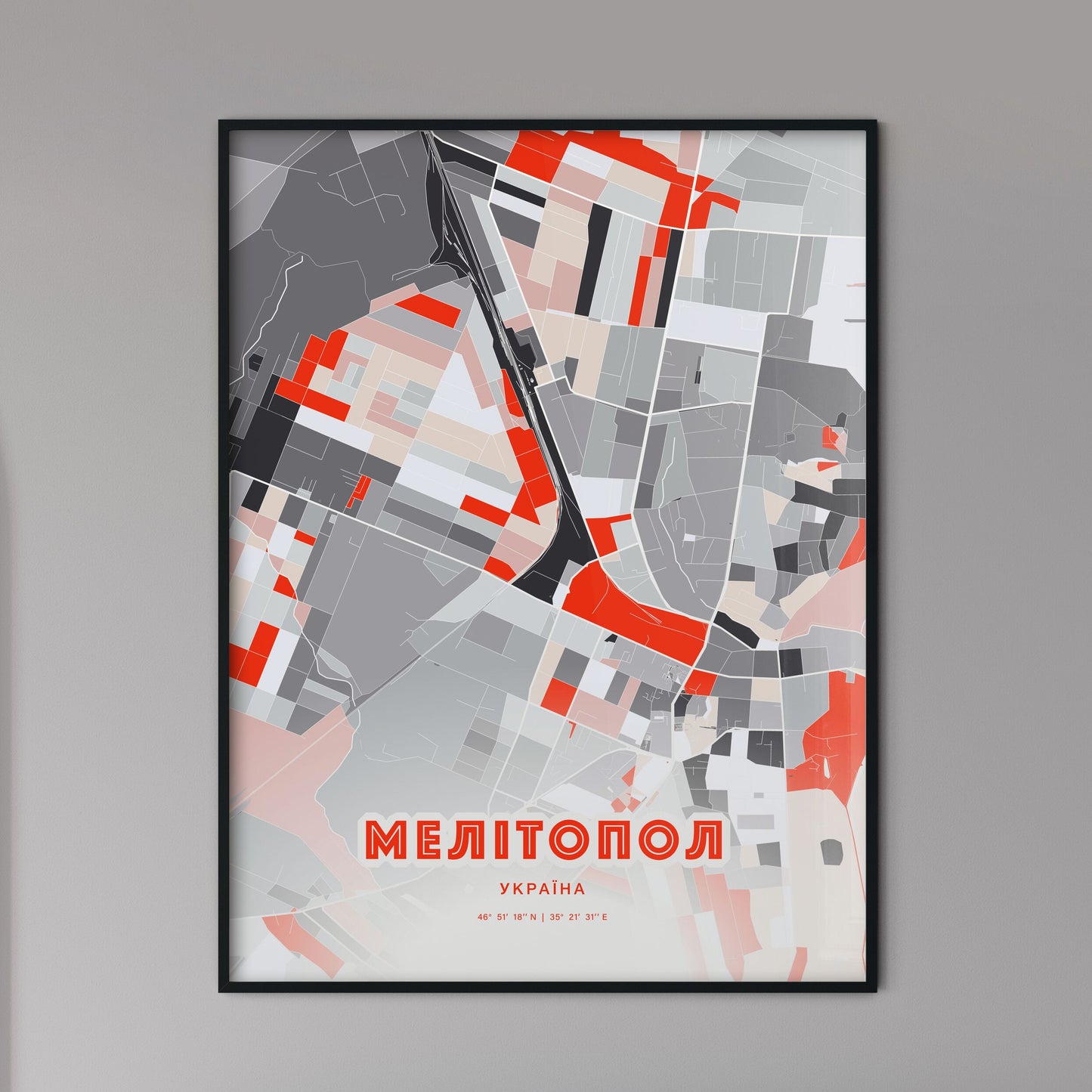 Colorful MELITOPOL UKRAINE Fine Art Map Modern