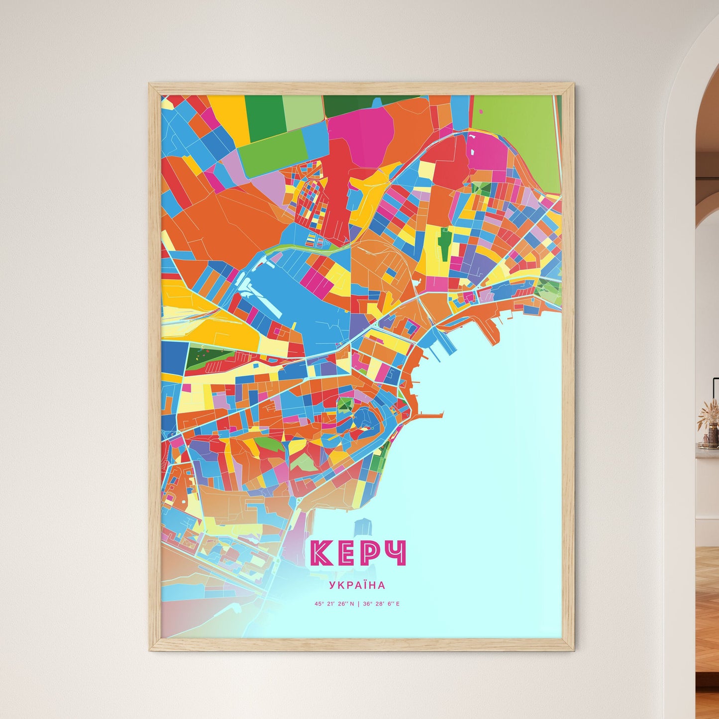 Colorful KERCH UKRAINE Fine Art Map Crazy Colors