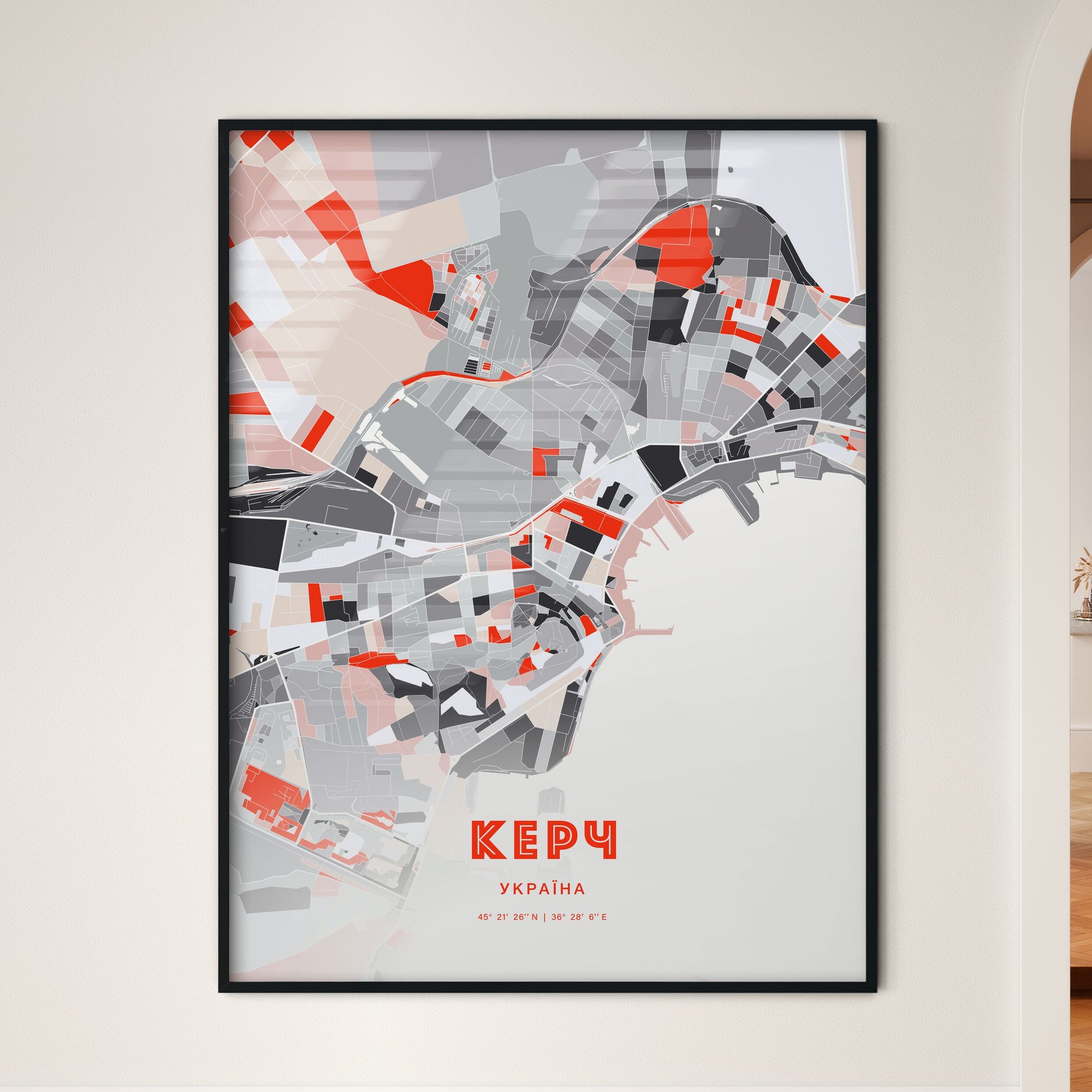 Colorful KERCH UKRAINE Fine Art Map Modern