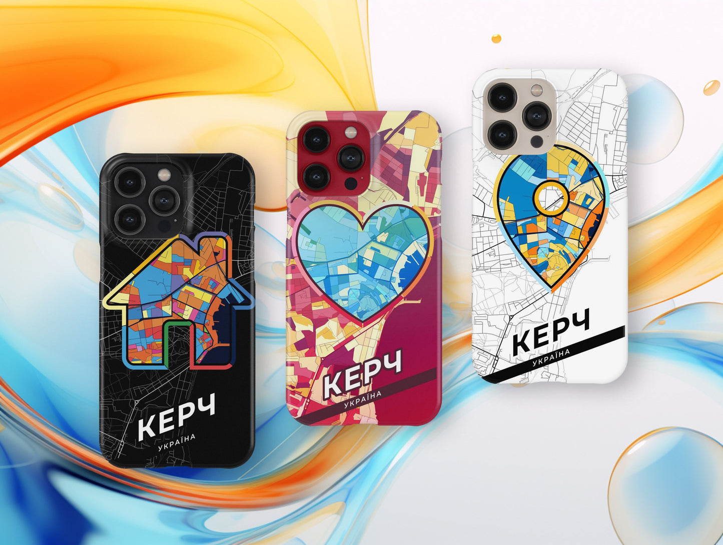 Kerch Ukraine slim phone case with colorful icon. Birthday, wedding or housewarming gift. Couple match cases.