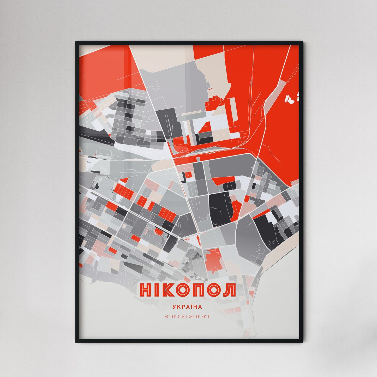 Colorful NIKOPOL UKRAINE Fine Art Map Modern