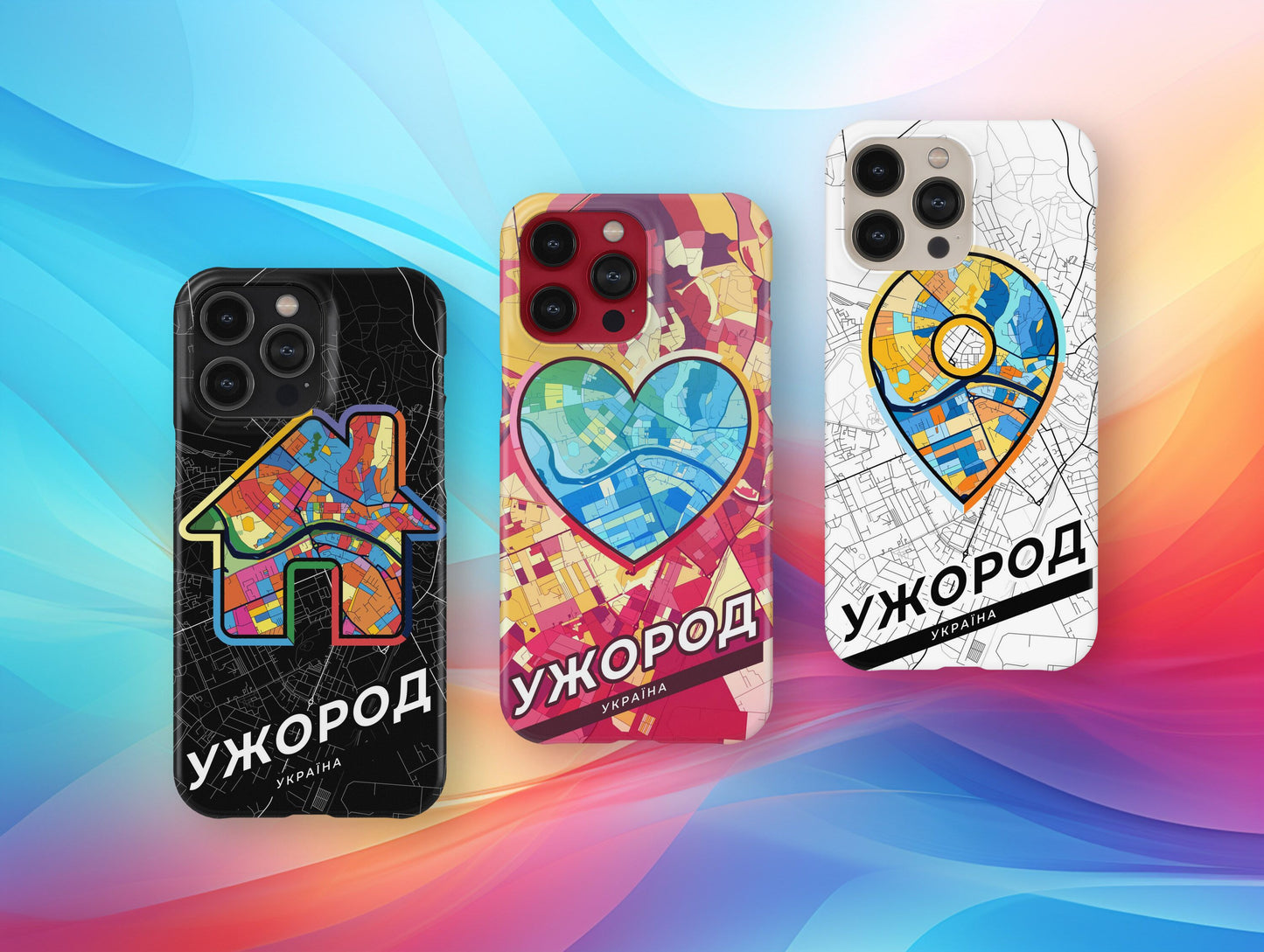 Uzhhorod Ukraine slim phone case with colorful icon