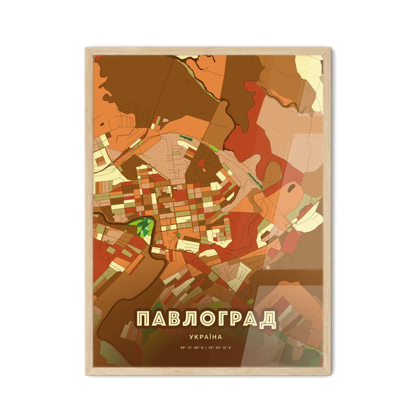 Colorful PAVLOHRAD UKRAINE Fine Art Map Farmhouse