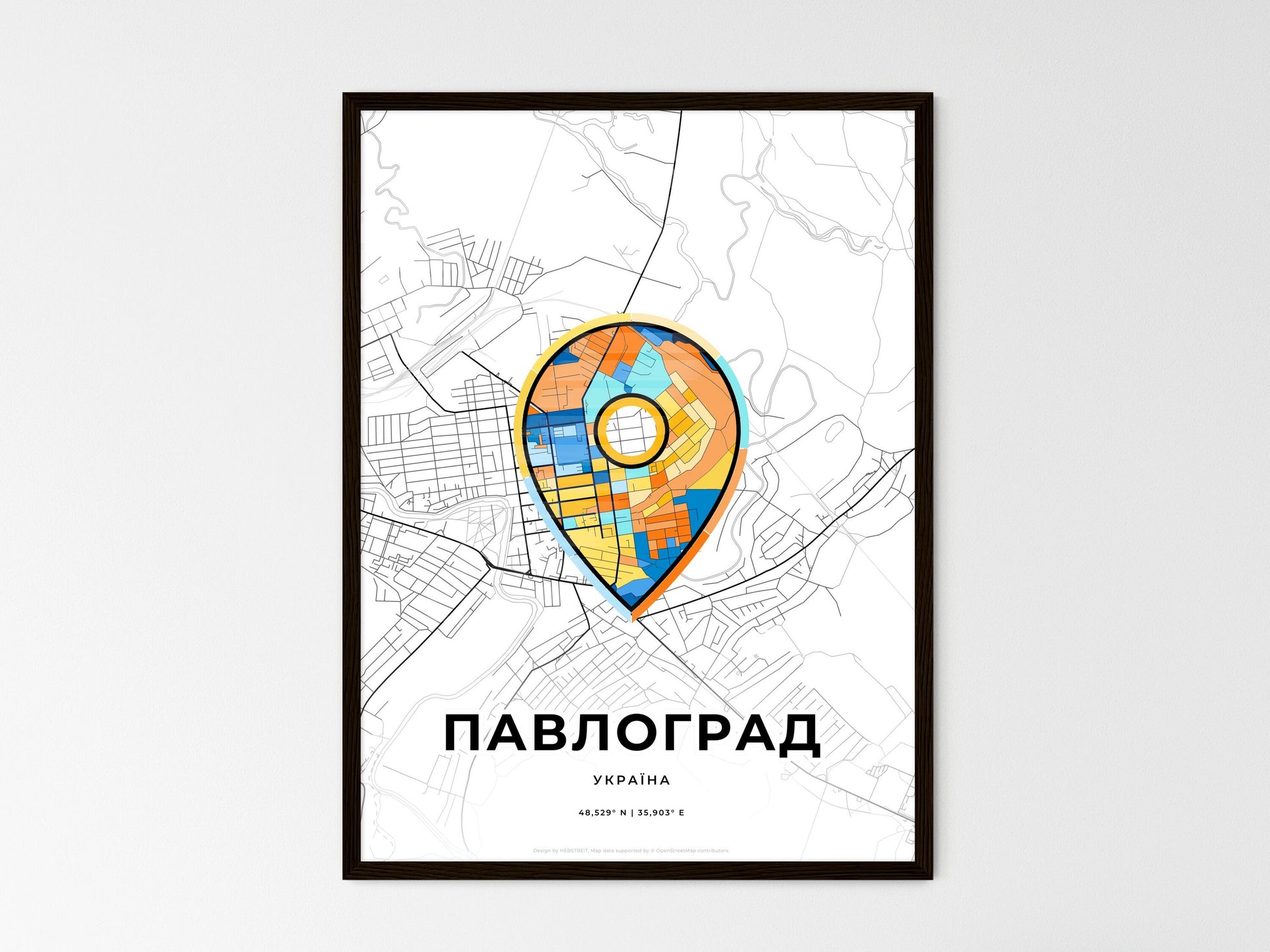 Pavlohrad Ukraine wedding art map with pointer icon
