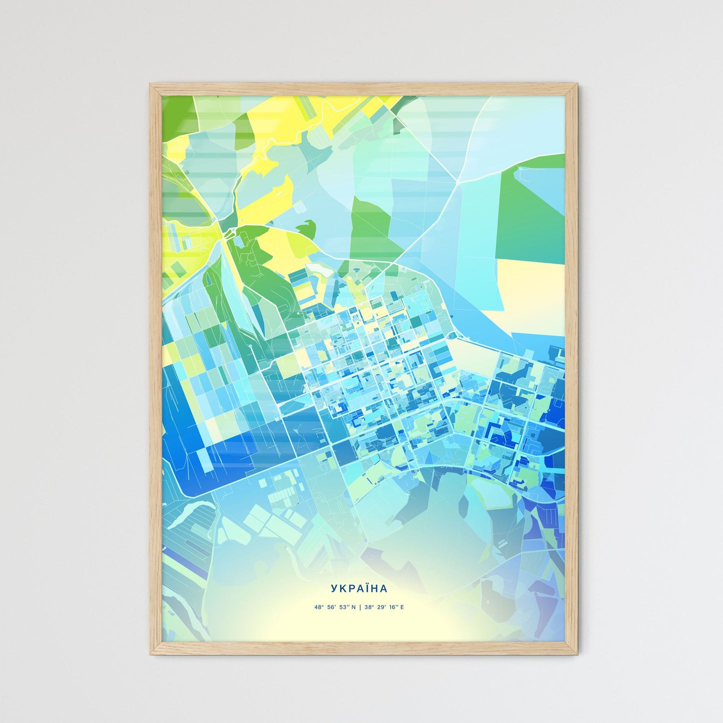 Colorful SIEVERODONETSK UKRAINE Fine Art Map Cool Blue