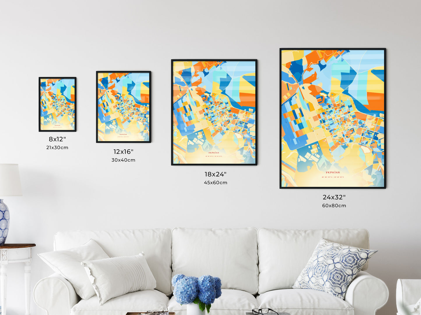 Colorful SIEVERODONETSK UKRAINE Fine Art Map Blue Orange