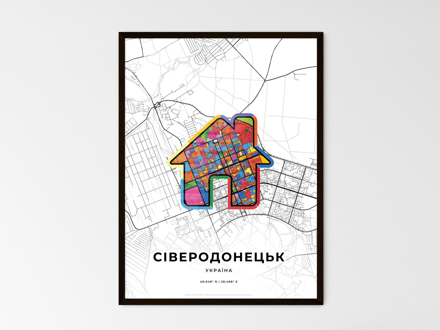Sieverodonetsk Ukraine wedding art map with home icon