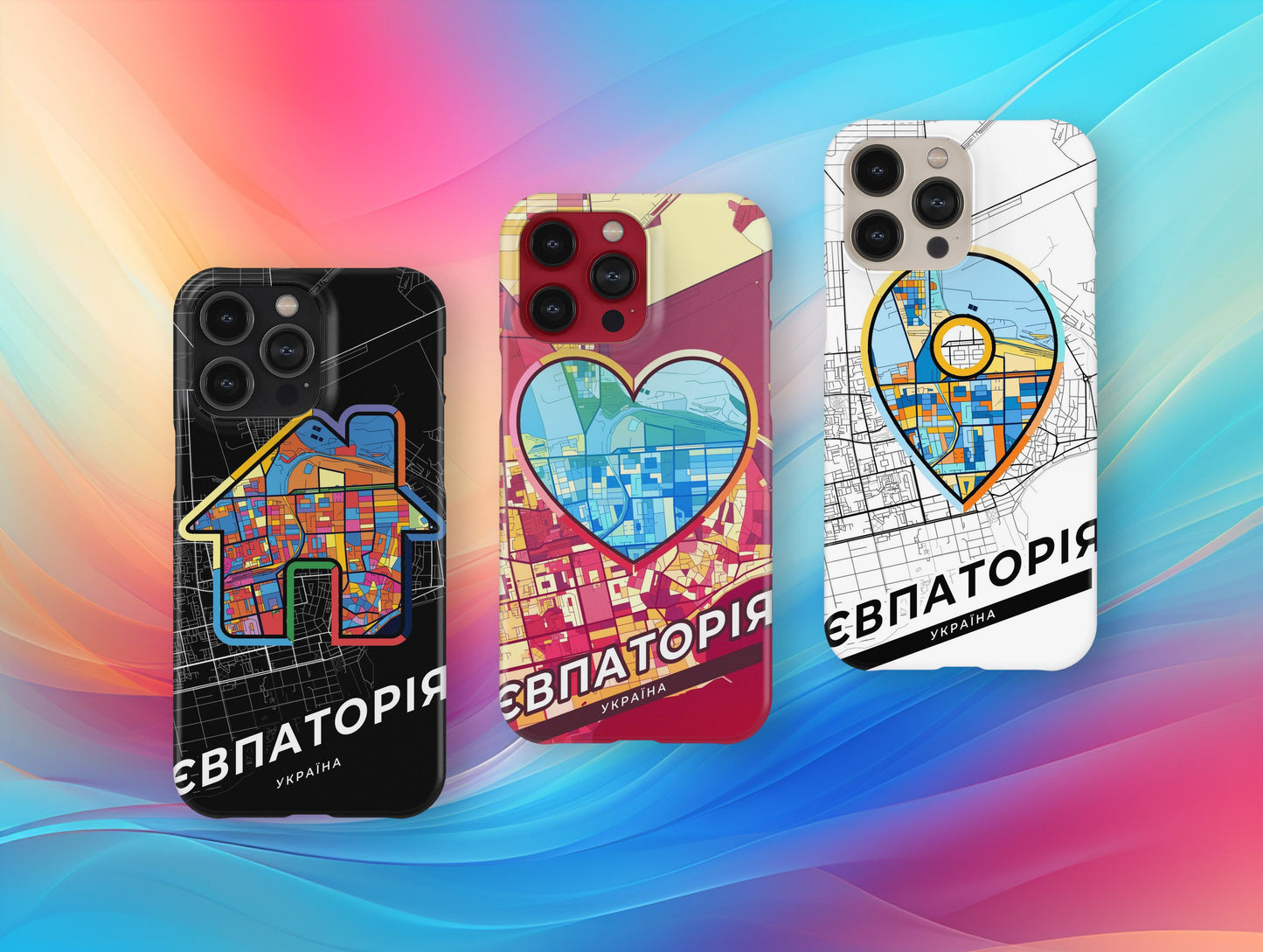 Yevpatoria Ukraine slim phone case with colorful icon