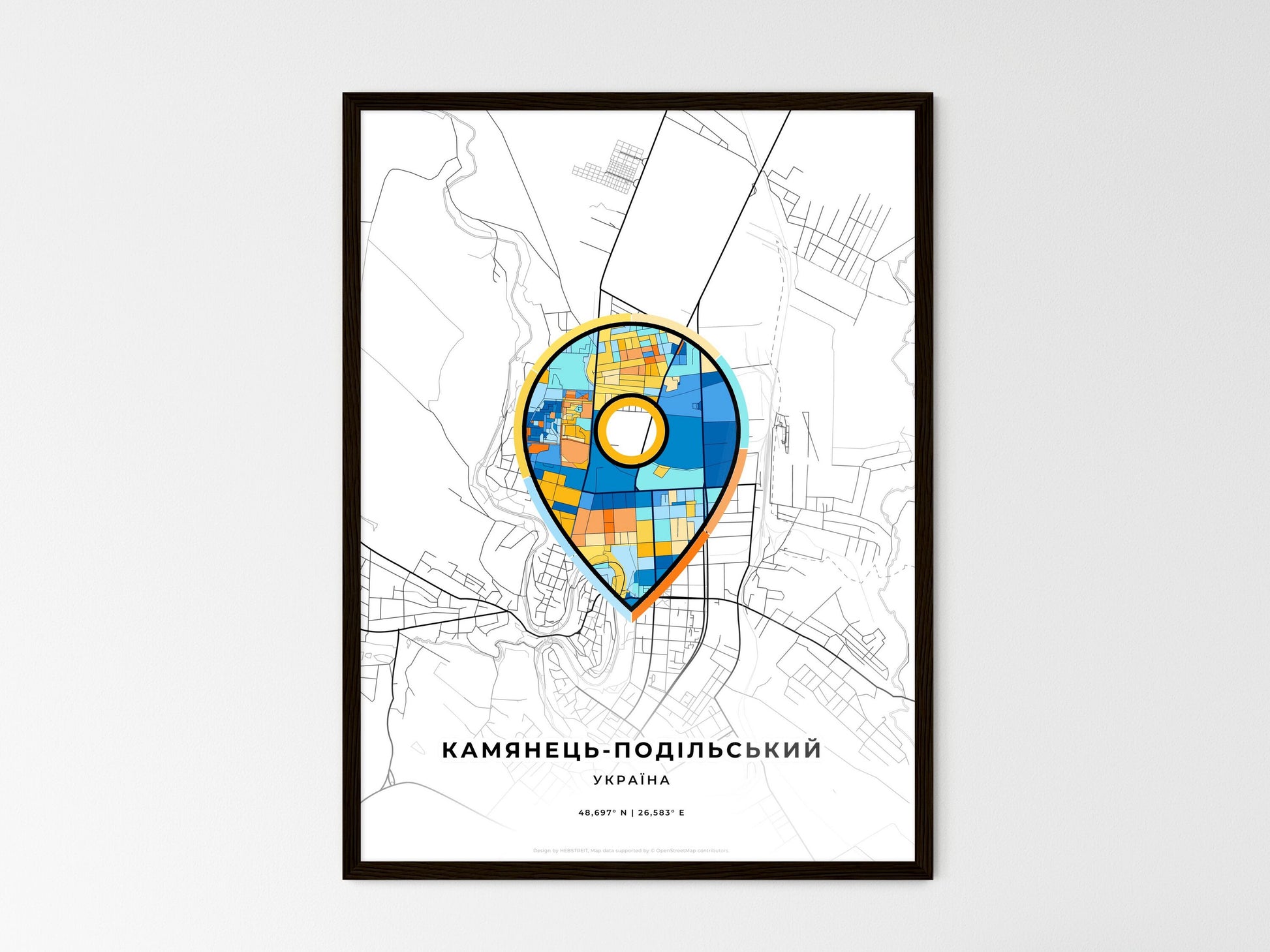 Kamianets-Podilskyi Ukraine wedding art map with pointer icon