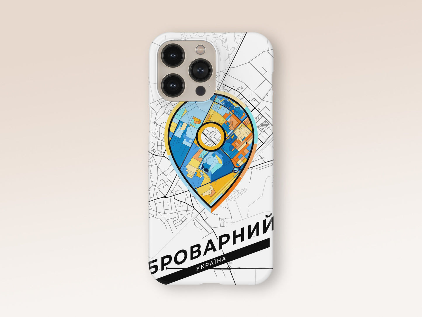 Brovary Ukraine slim phone case with colorful icon. Birthday, wedding or housewarming gift. Couple match cases. 1