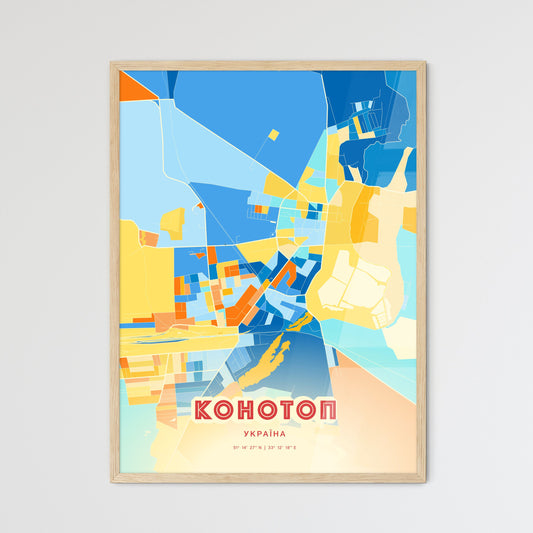 Colorful KONOTOP UKRAINE Fine Art Map Blue Orange