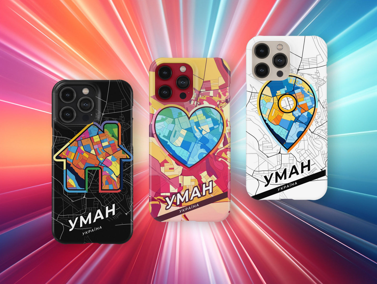 Uman Ukraine slim phone case with colorful icon