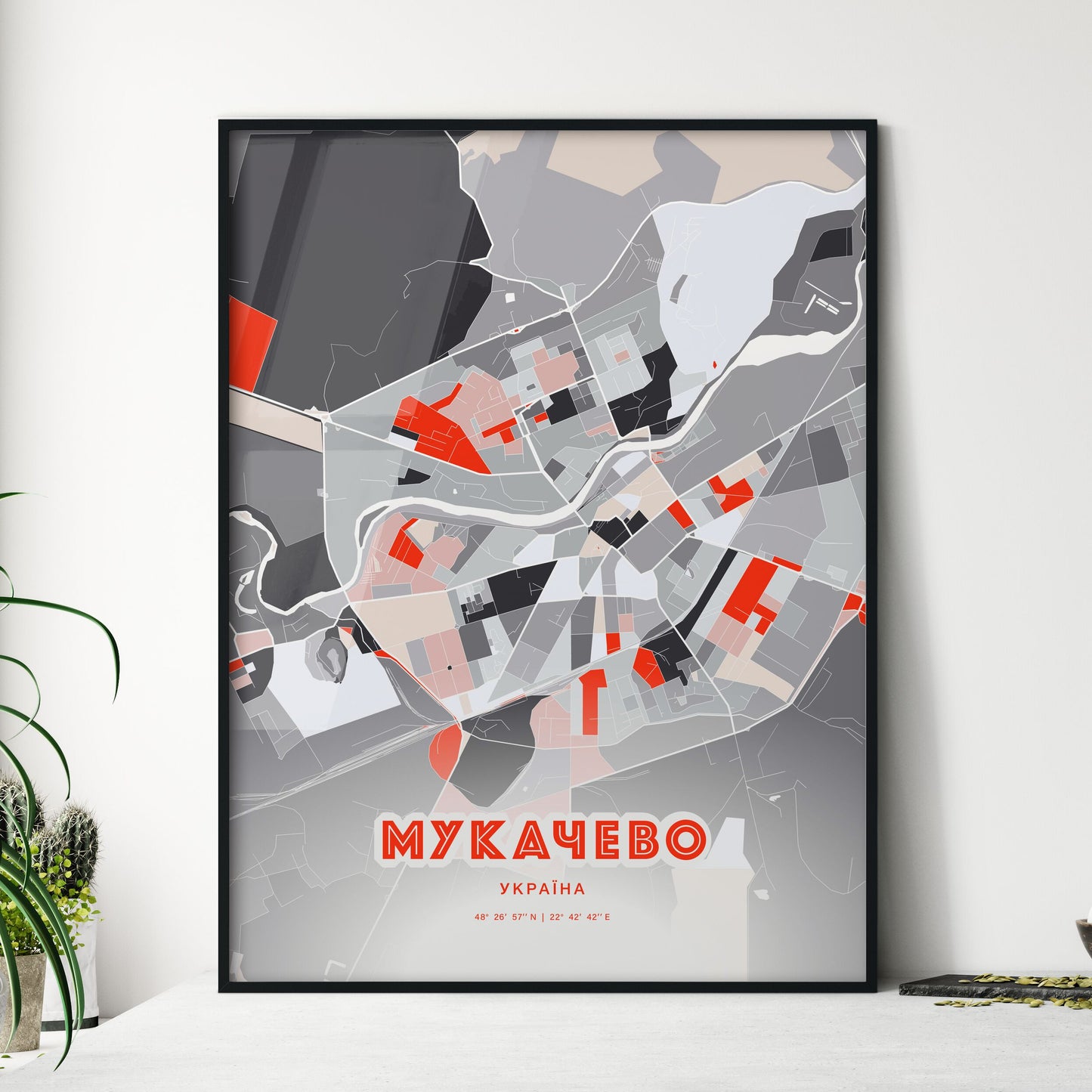 Colorful MUKACHEVO UKRAINE Fine Art Map Modern