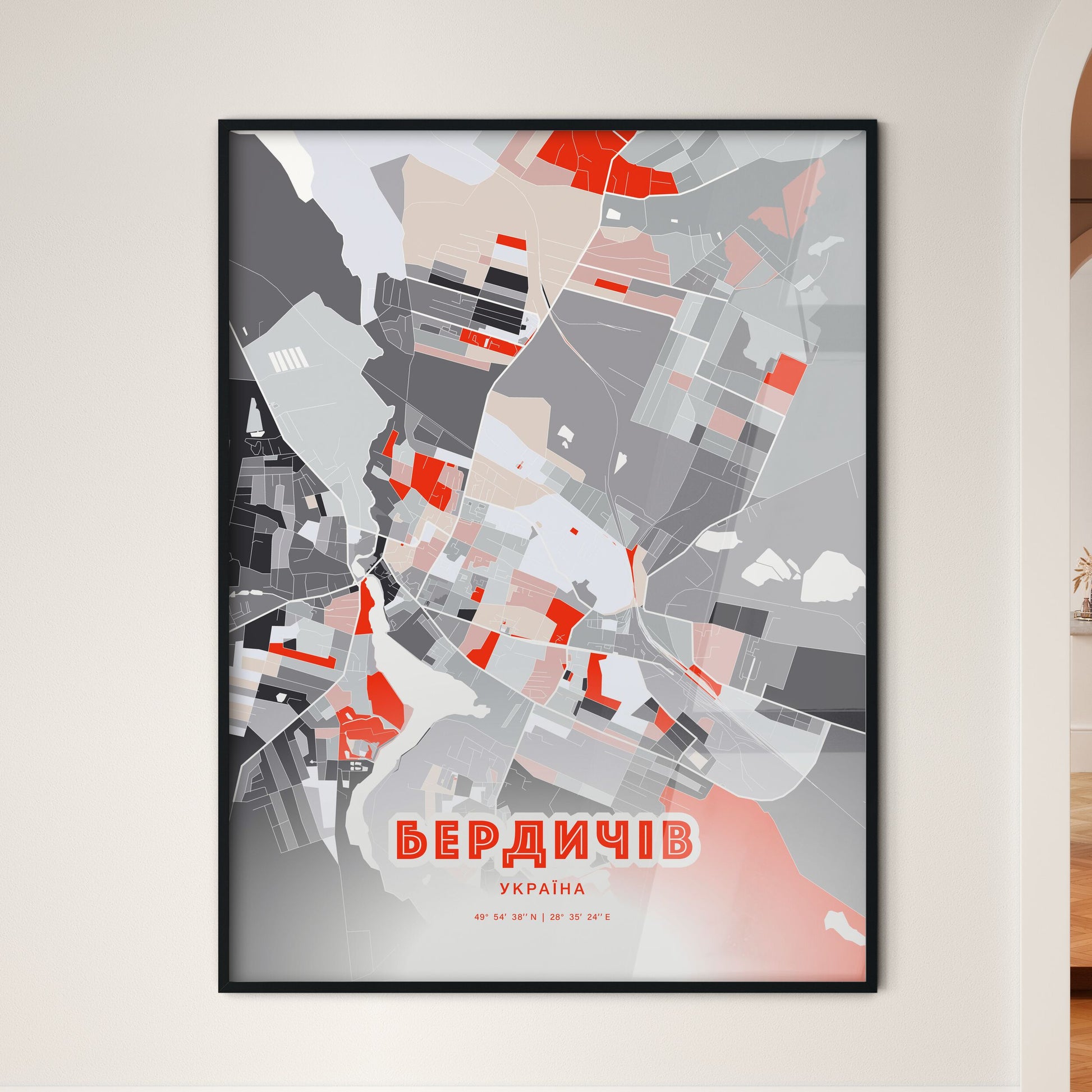 Colorful BERDYCHIV UKRAINE Fine Art Map Modern