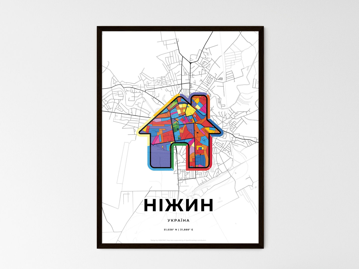 Nizhyn Ukraine wedding art map with home icon