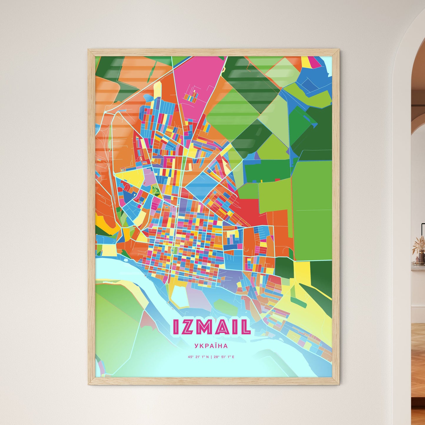 Colorful IZMAIL UKRAINE Fine Art Map Crazy Colors