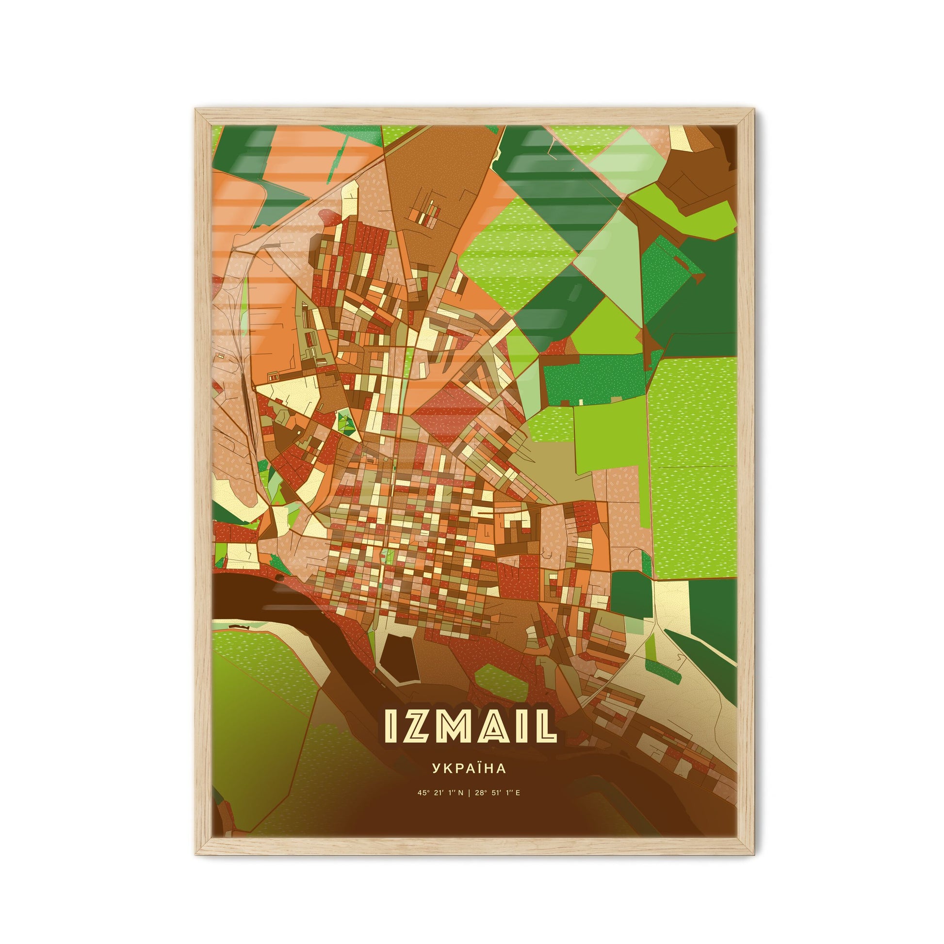 Colorful IZMAIL UKRAINE Fine Art Map Farmhouse