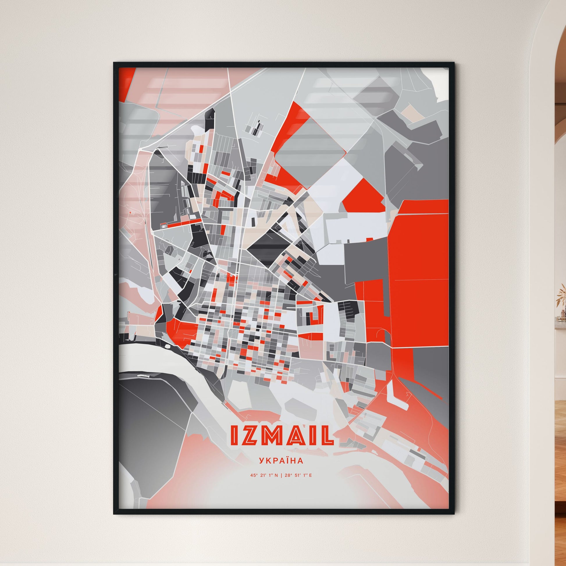 Colorful IZMAIL UKRAINE Fine Art Map Modern