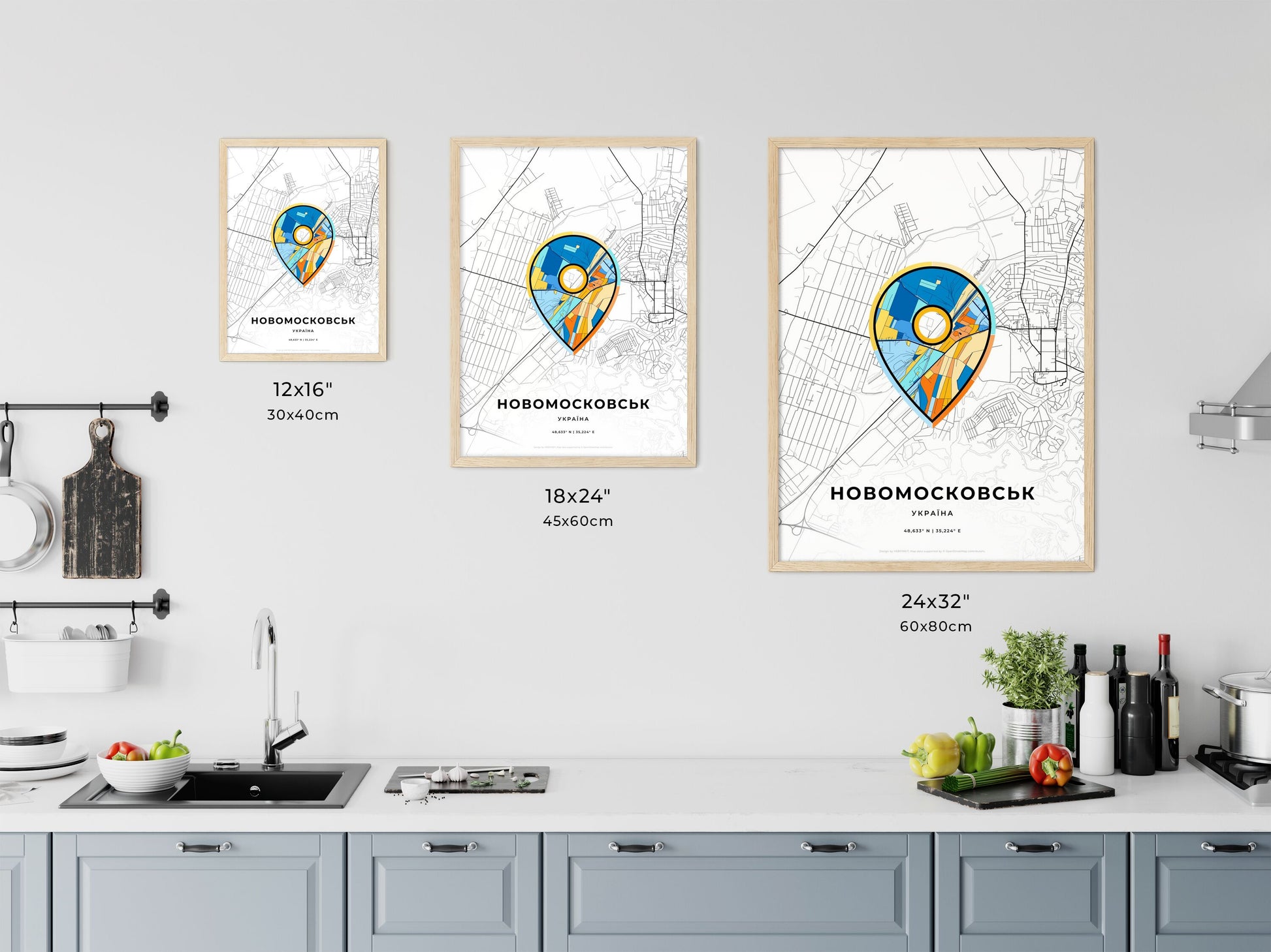 Novomoskovsk Ukraine art map size chart